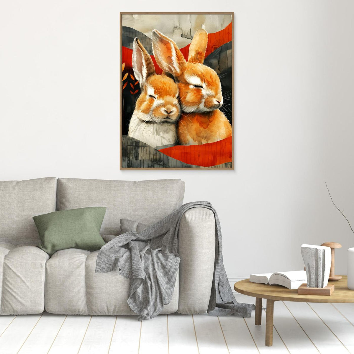 Bunny watercolor animal art 3 by Justyna Jaszke