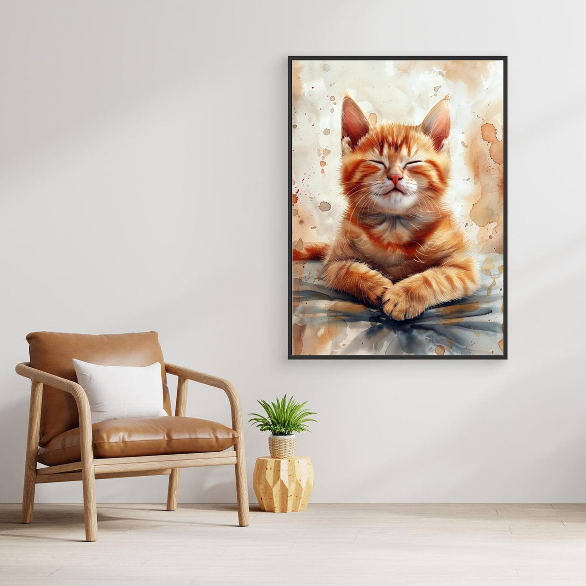 Orange watercolor Kitty (96) by Justyna Jaszke