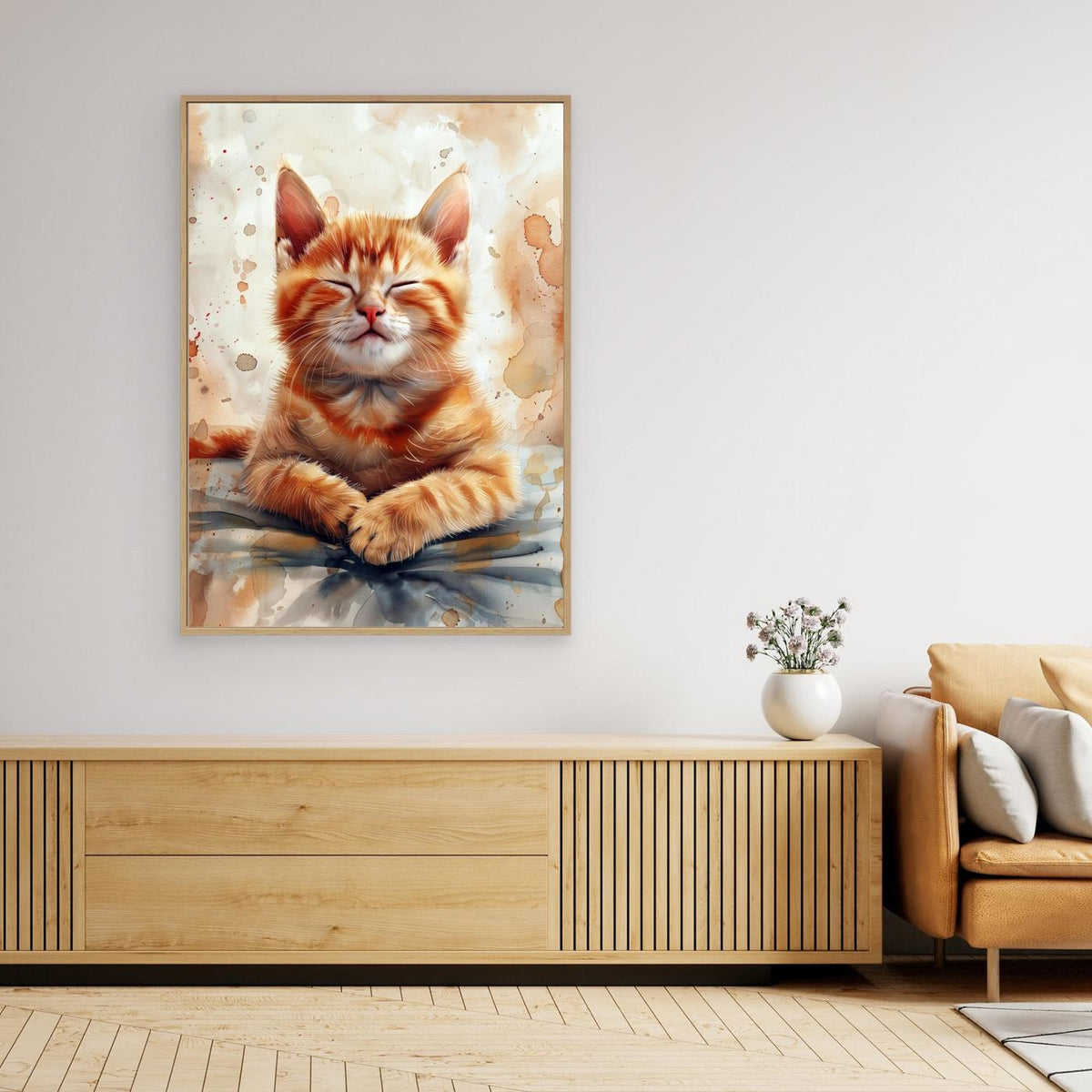 Orange watercolor Kitty (96) by Justyna Jaszke
