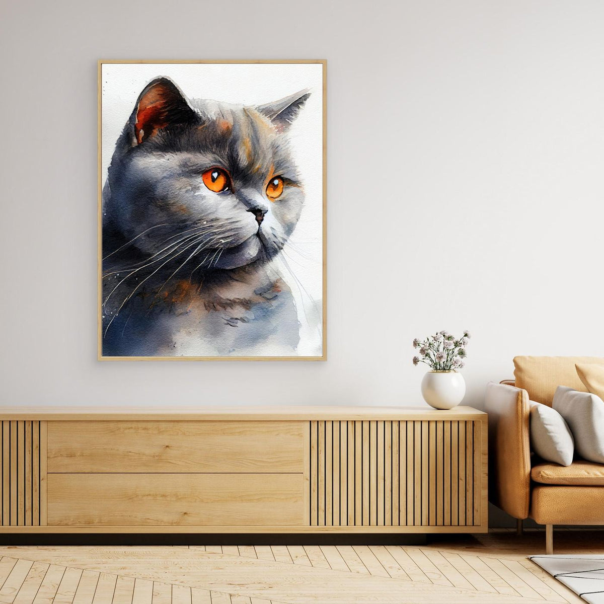Cat watercolor painting animal by Justyna Jaszke