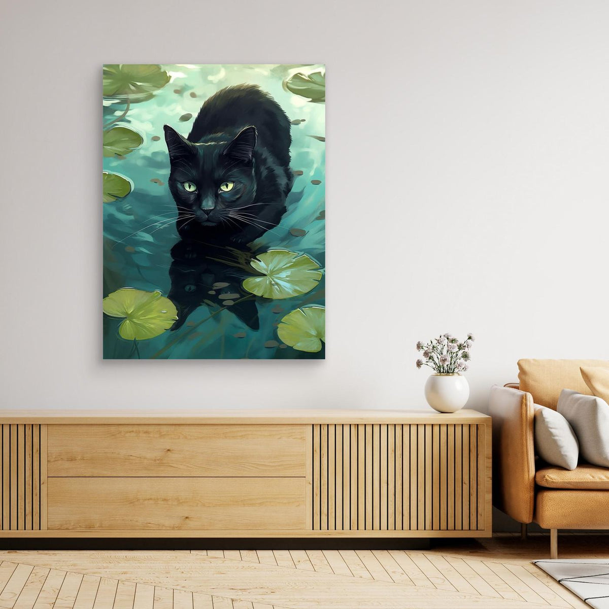 Cat In Pond by Andreas Magnusson