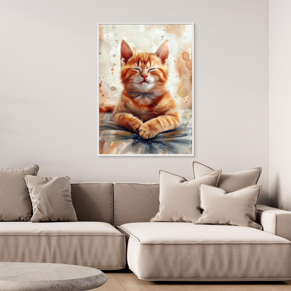 Orange watercolor Kitty (96) by Justyna Jaszke