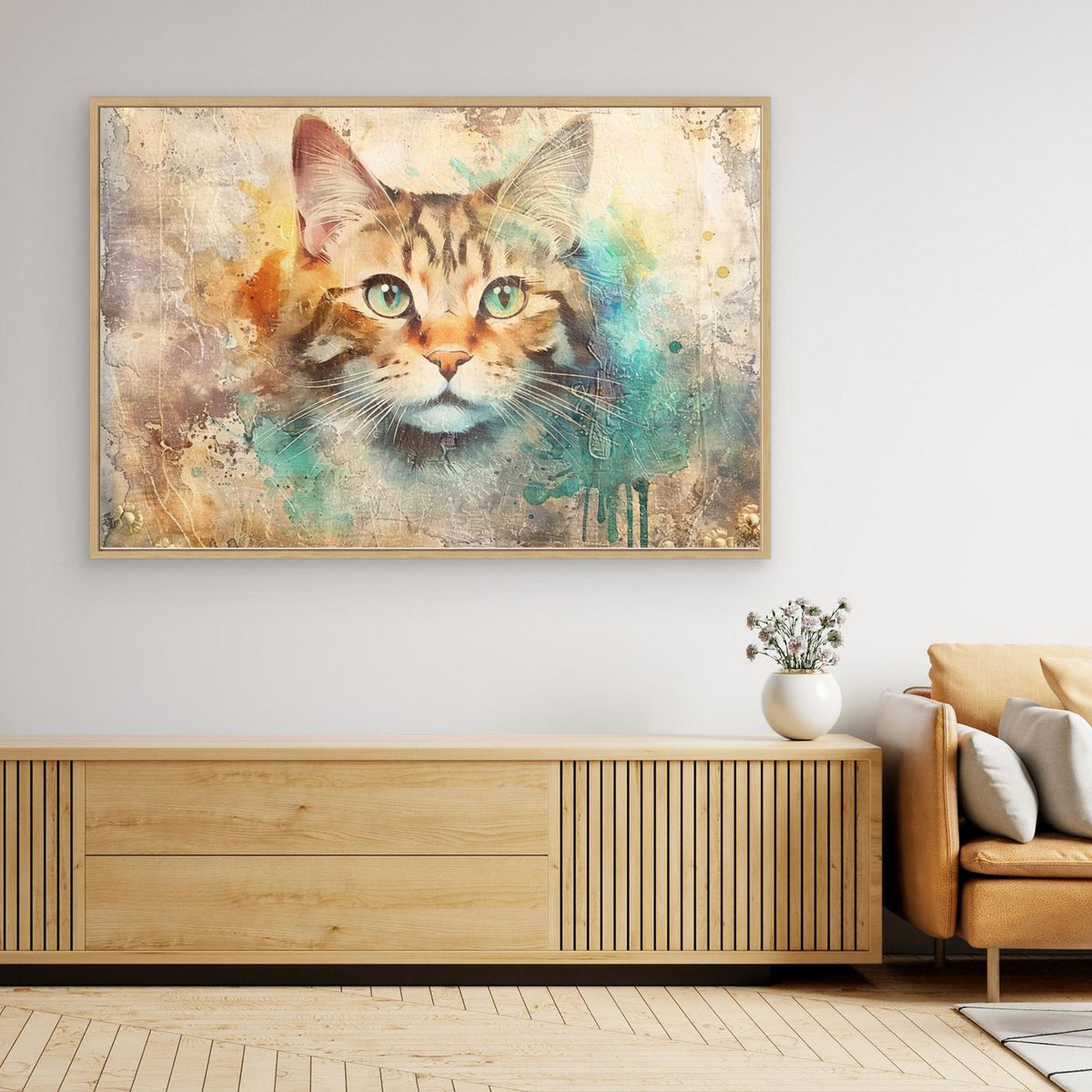 Cat Animal Vintage Art Illustration Wallart 01 by Rafal Kulik