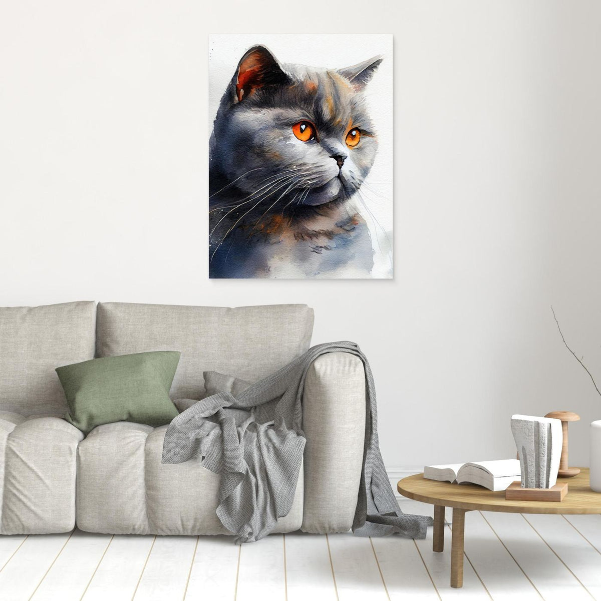 Cat watercolor painting animal by Justyna Jaszke