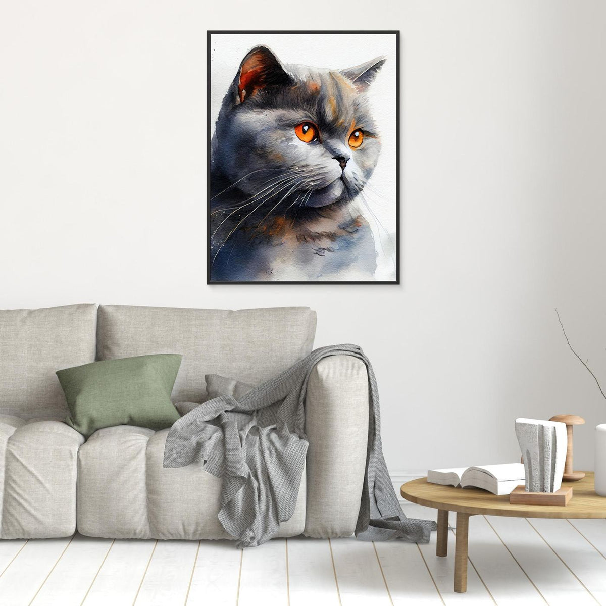 Cat watercolor painting animal by Justyna Jaszke