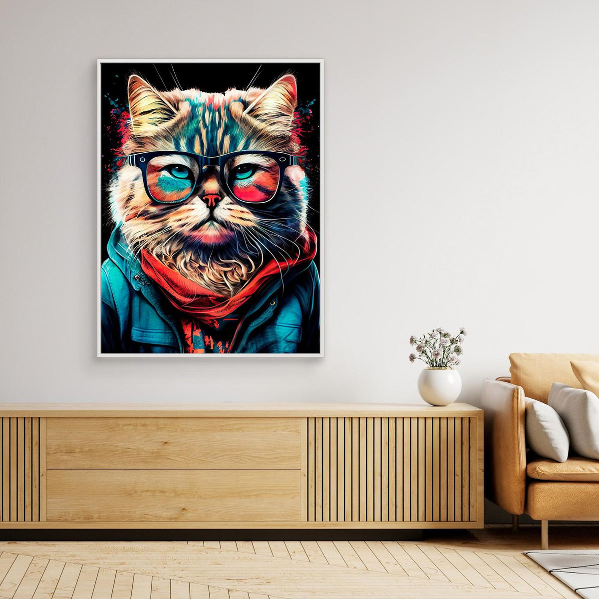 Hipster cat animal art by Justyna Jaszke