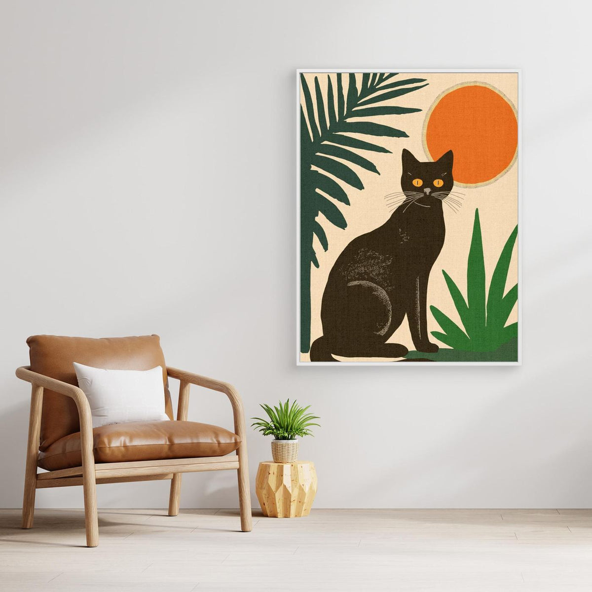 Tropical Cat Portrait Orange Moon by Casa Cartissi