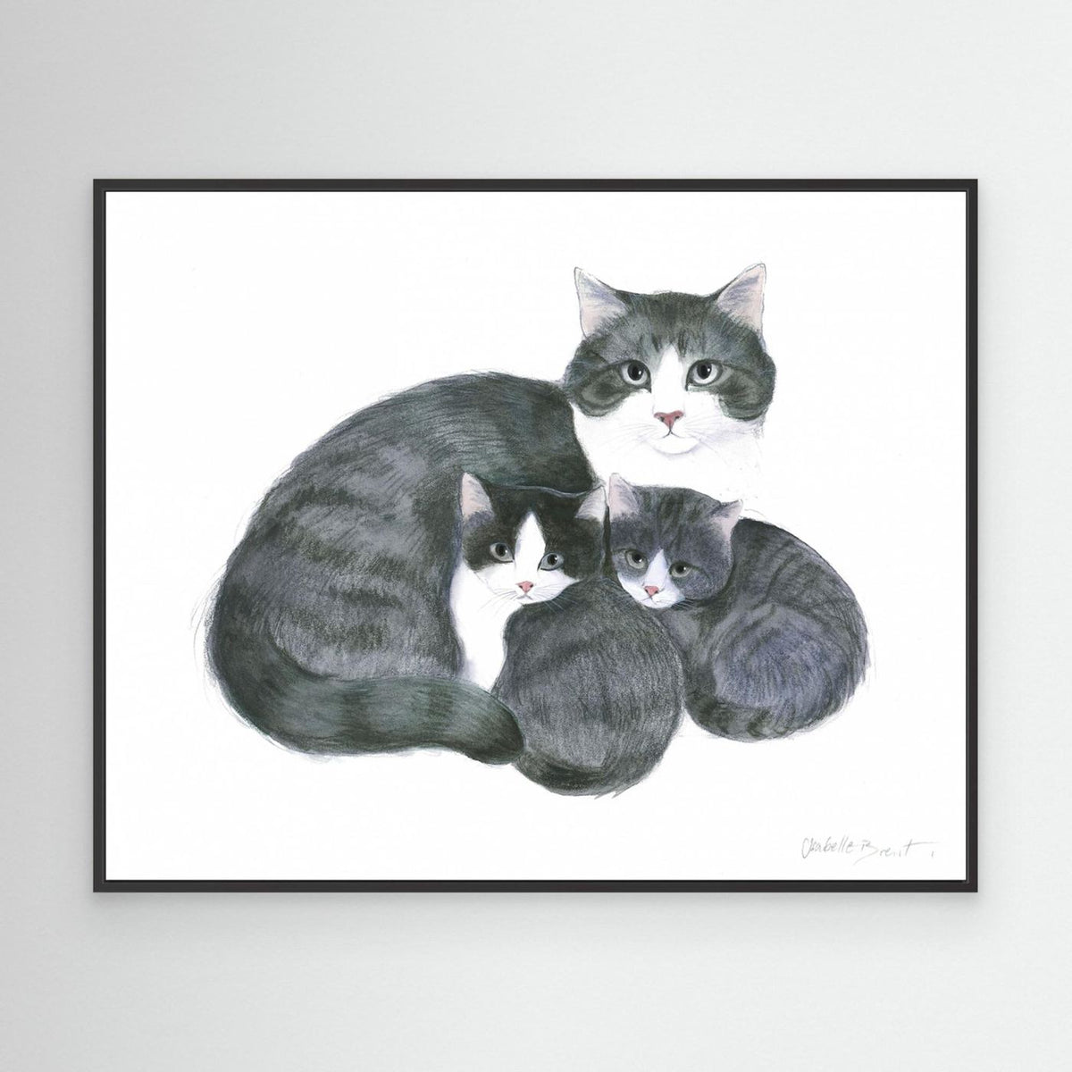 Cat and Two Kittens by Isabelle Brent