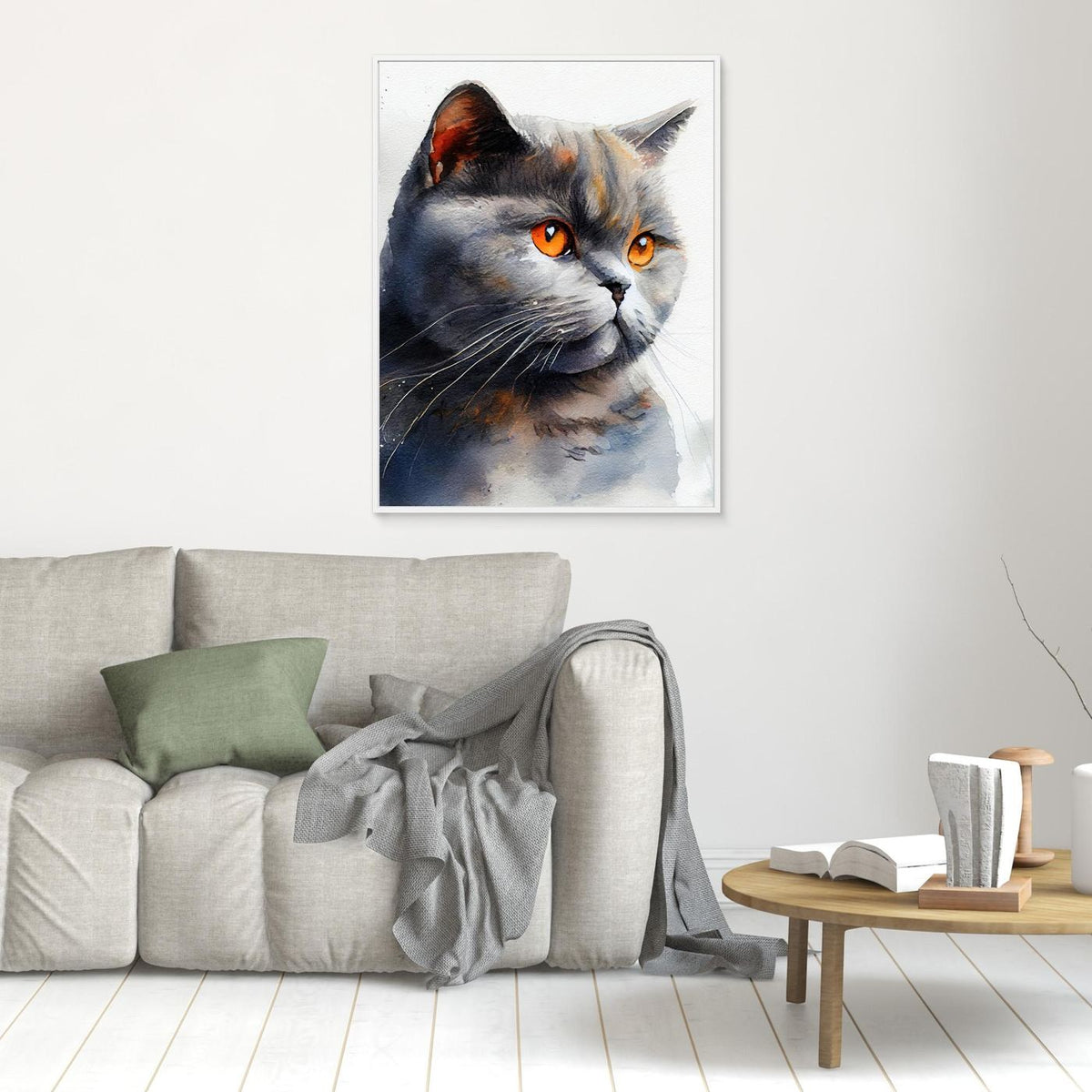 Cat watercolor painting animal by Justyna Jaszke