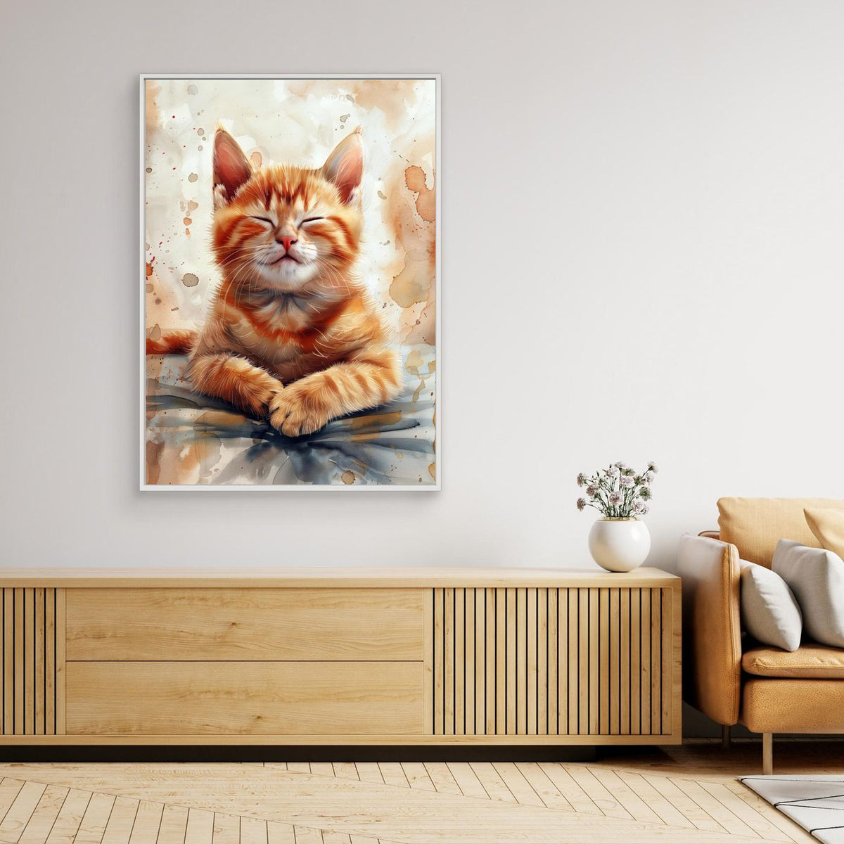 Orange watercolor Kitty (96) by Justyna Jaszke