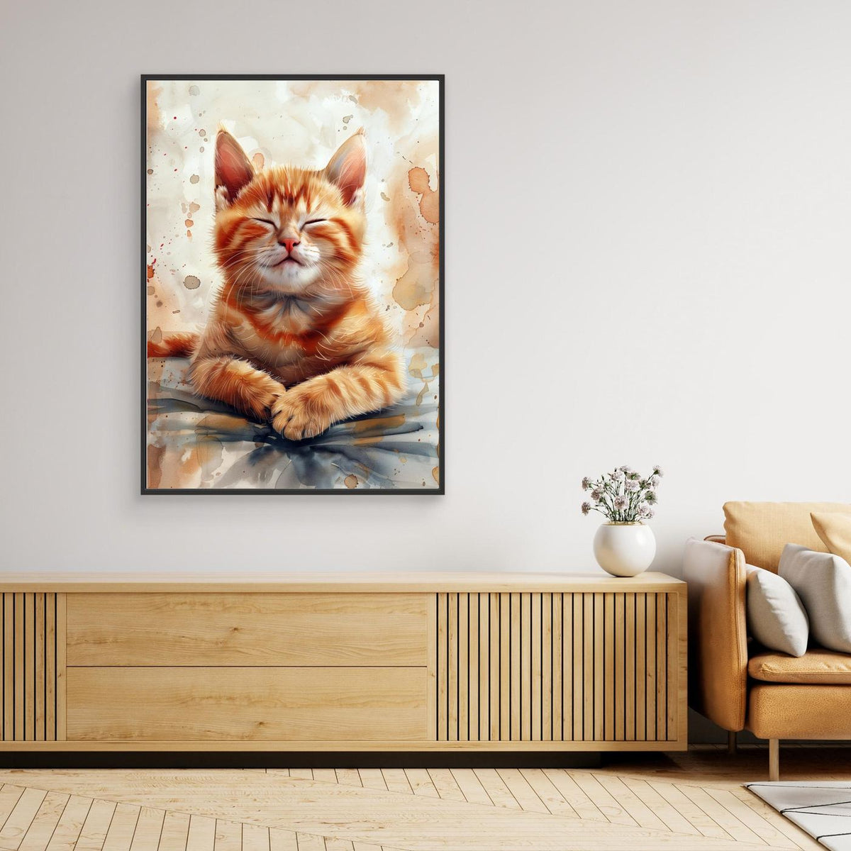 Orange watercolor Kitty (96) by Justyna Jaszke