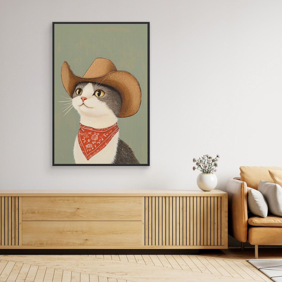 Cowboy English Shorthair Cat by Melloi Art Prints