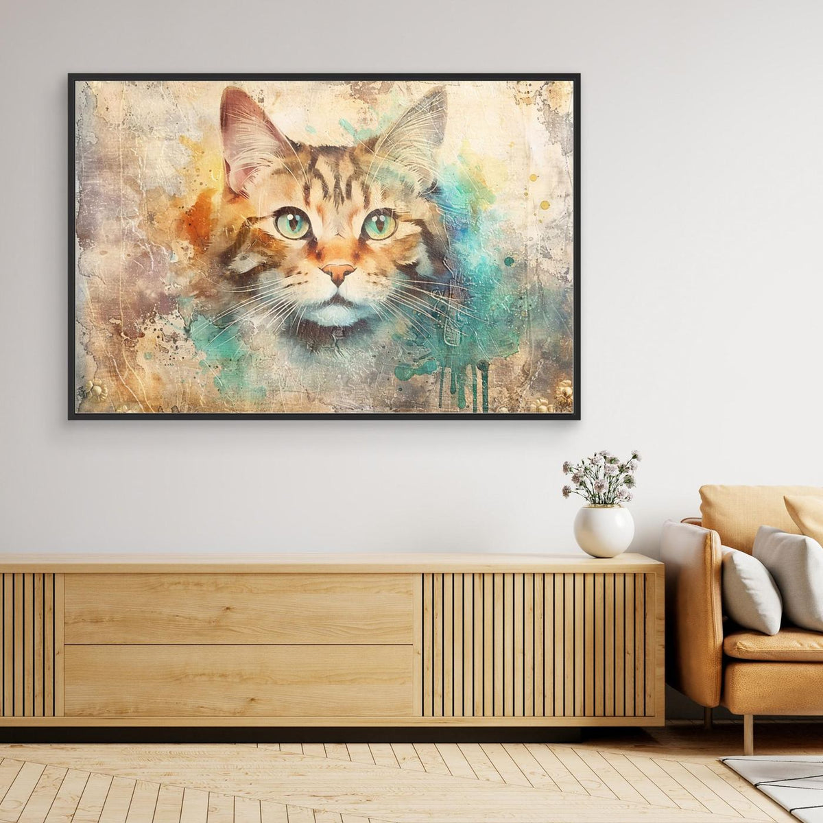 Cat Animal Vintage Art Illustration Wallart 01 by Rafal Kulik