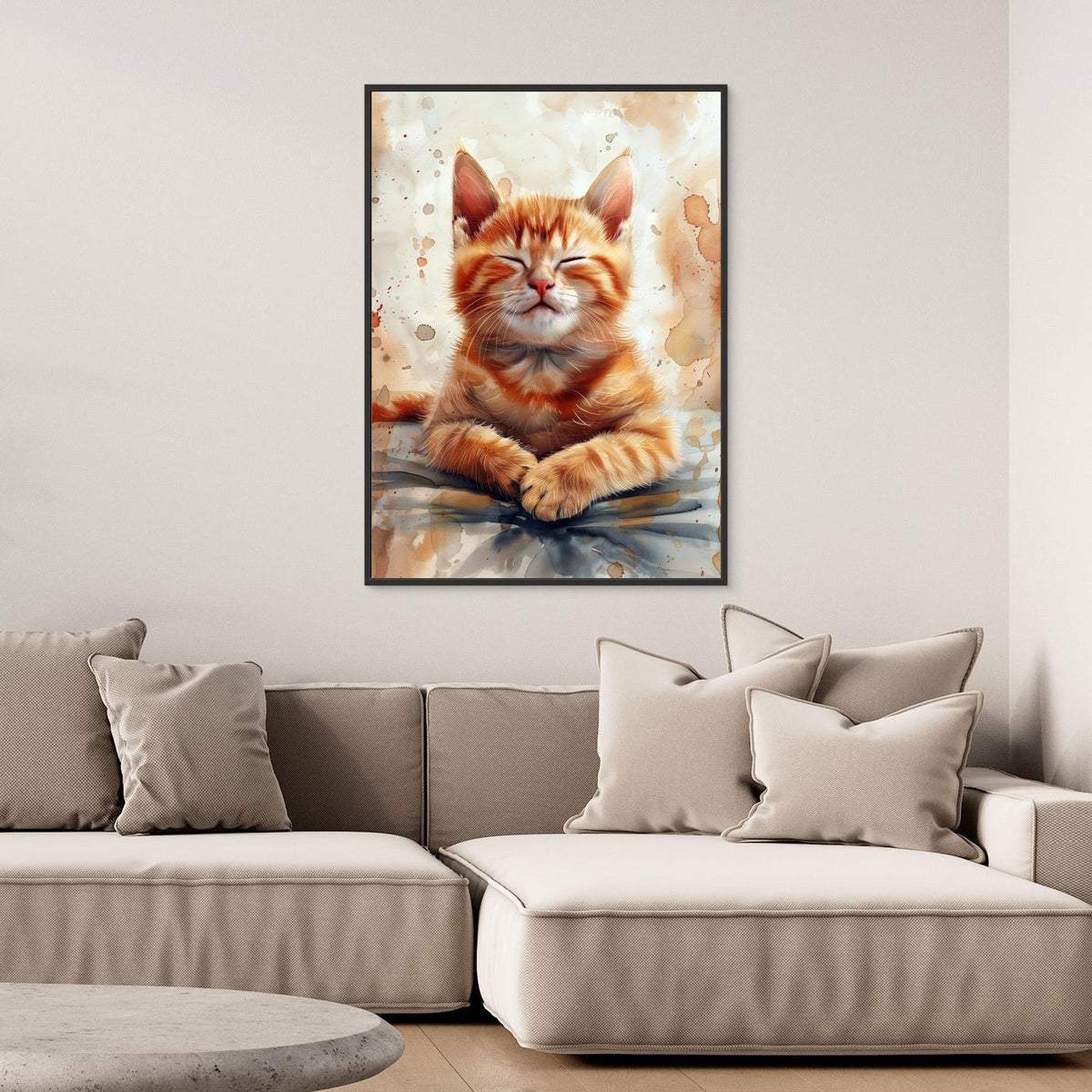 Orange watercolor Kitty (96) by Justyna Jaszke