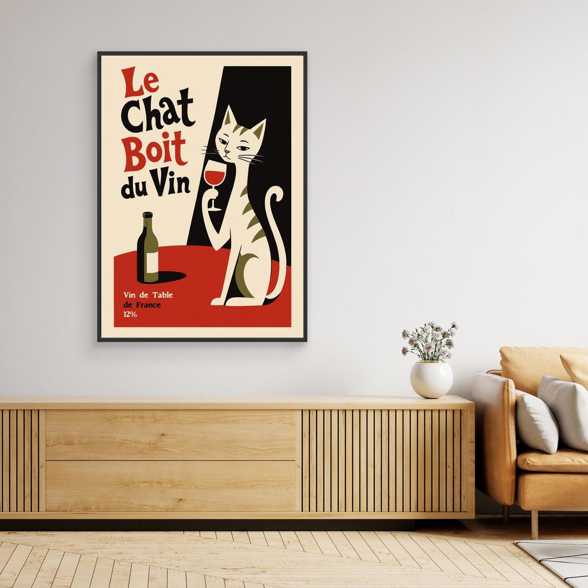 French Cat Drinks Wine by Patryk Krygowski