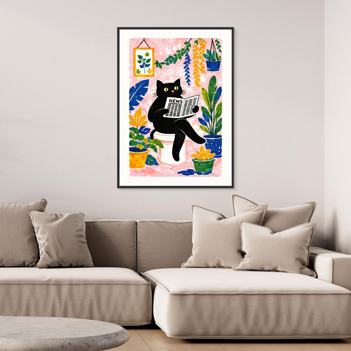 Whimsical Cat Reading News by Patryk Krygowski