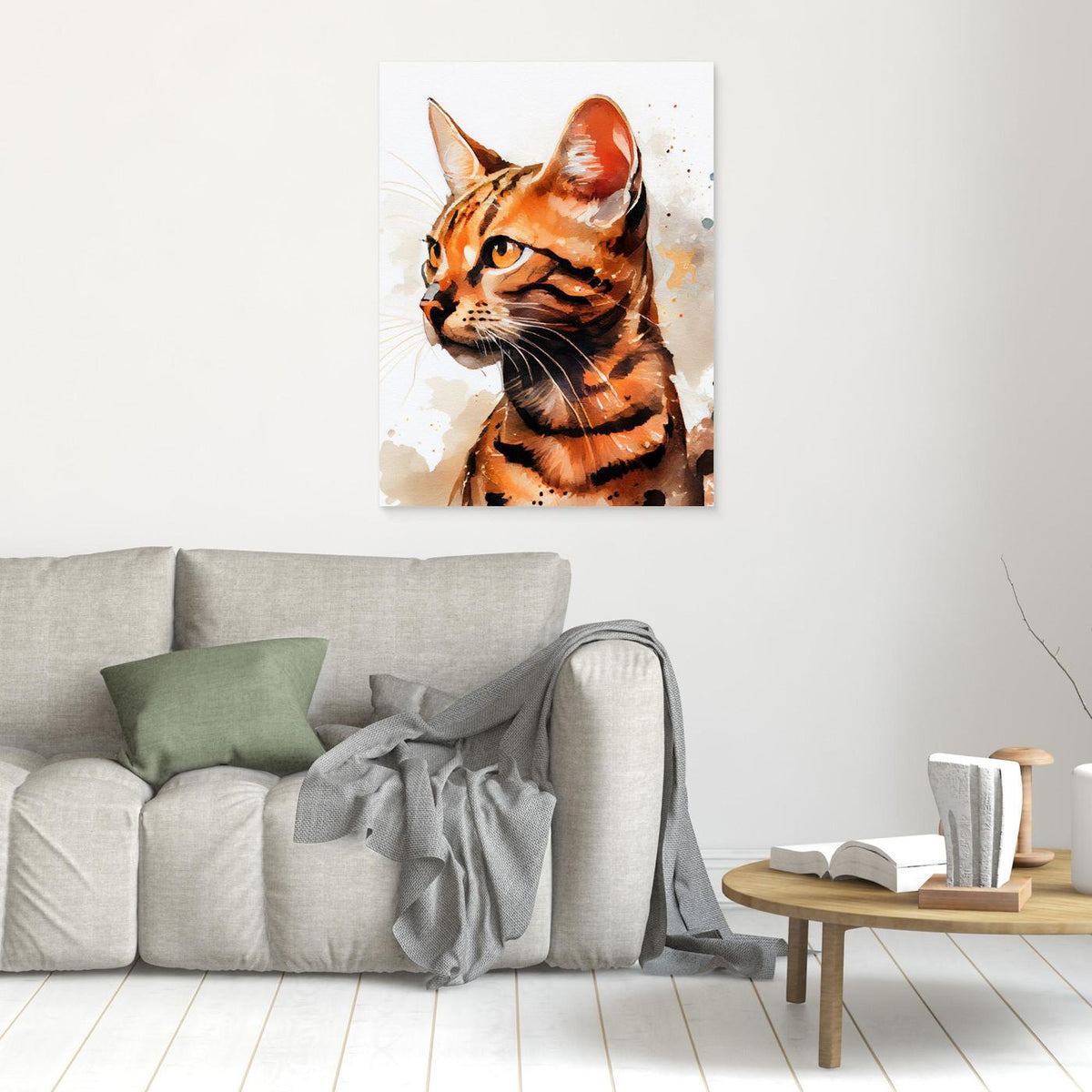 Cat watercolor painting animal by Justyna Jaszke