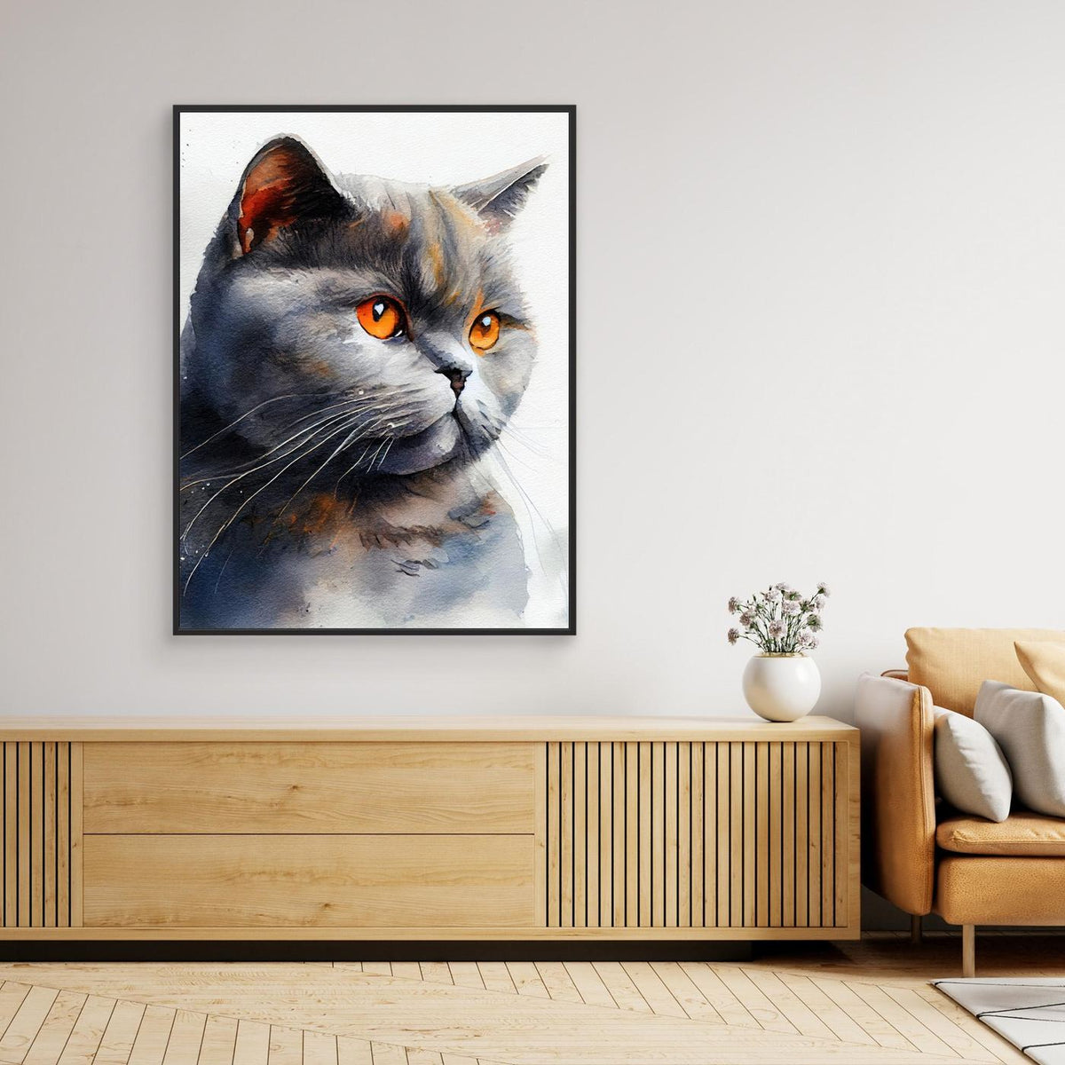Cat watercolor painting animal by Justyna Jaszke