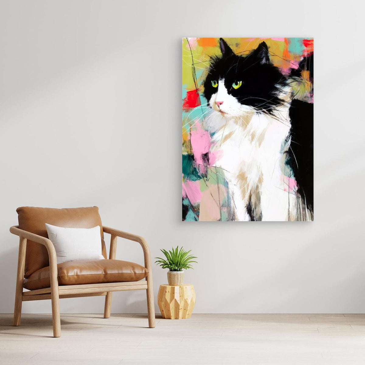 Colorful Cat Portrait by Justyna Jaszke